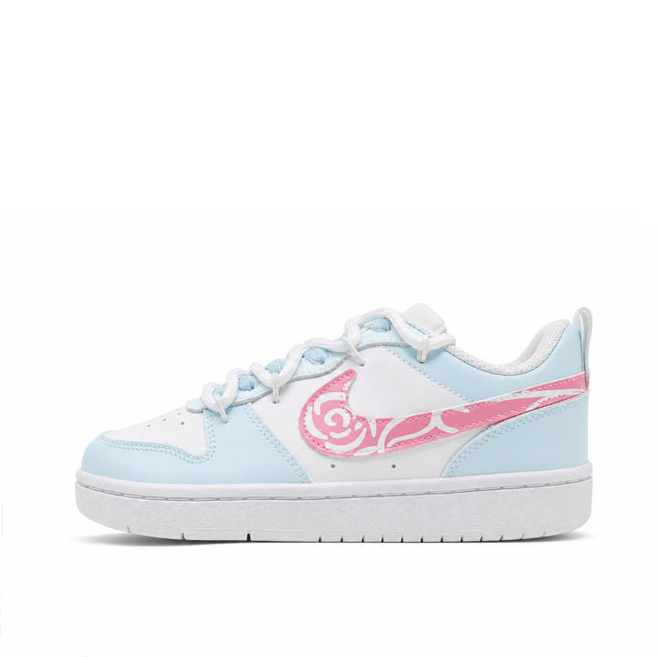 Nike Nike Court Borough Light Blue Rose Shadow Leather Slip Resistant Cushioning Abrasion Resistant Breathable Low top