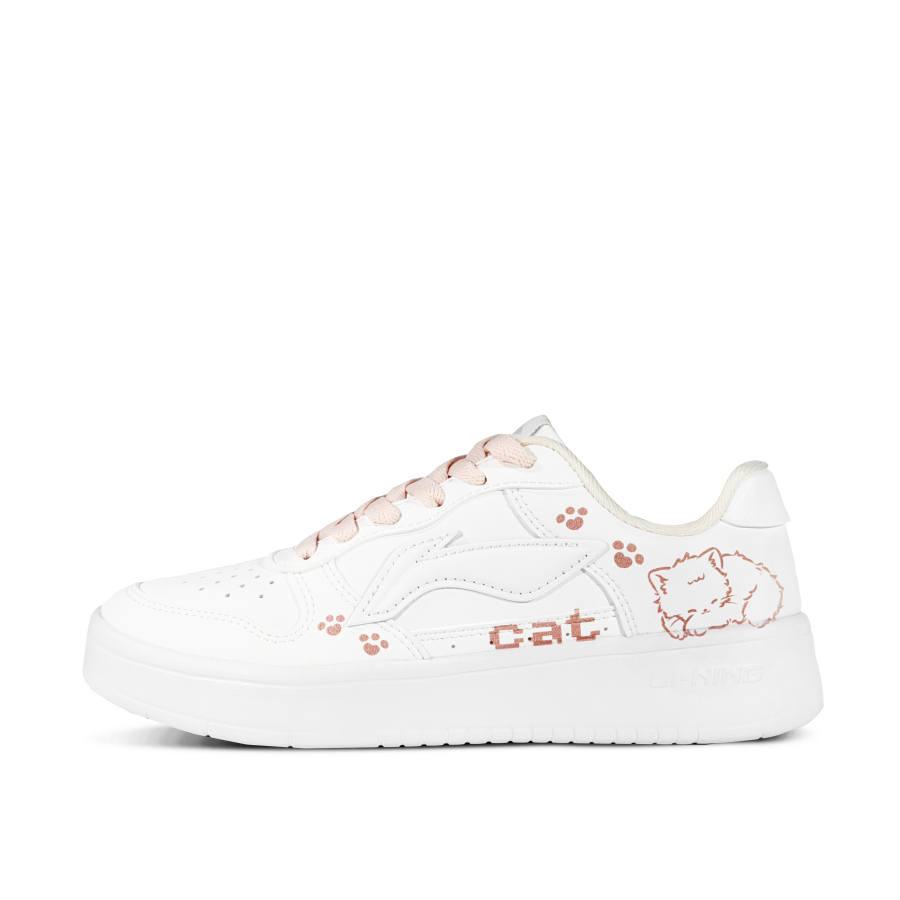 Li-Ning Li Ning Floating Boat Cat Sleep Cloud White Slip Resistant Cushioning Low top Skateboard Shoes Women's