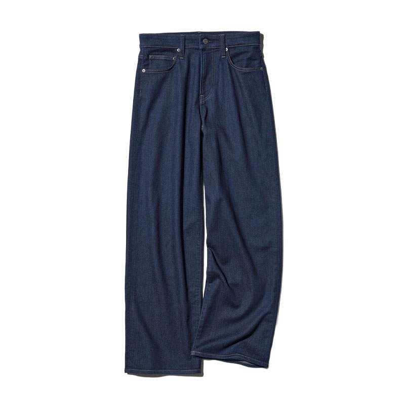 UNIQLO SS26 Jeans Women's Navy Blue Moderate Straight Fit Pants