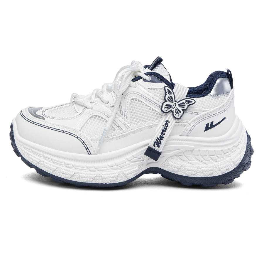 Warrior Height Increasing Abrasion Resistant Slip Resistant Chunky Sneakers Women's White Dark Blue