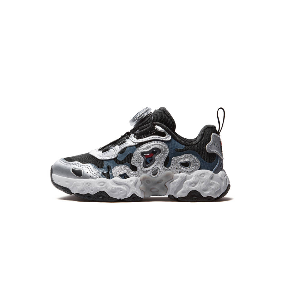 FILA KIDS Heritage FHT Abrasion Resistant Breathable Lightweight Cushioning Kids' Running Shoes Black/Space Silver
