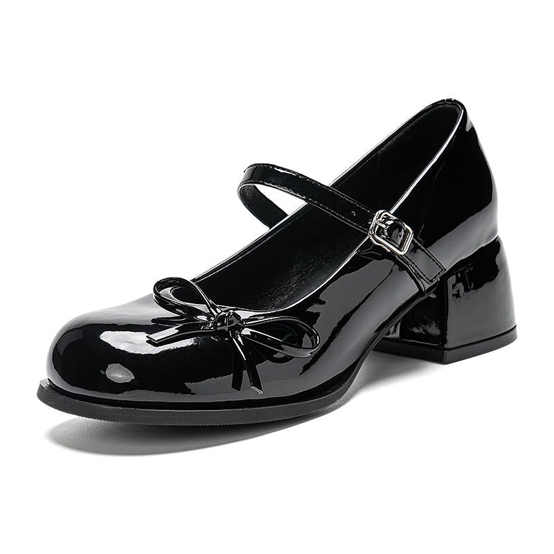 Warrior Chunky Heel Mary Jane Shoes 5CM Women's Black