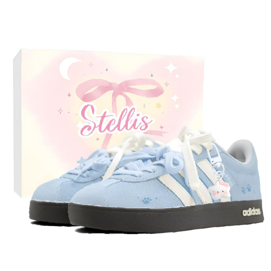 Adidas Adidas Vl Court Classic Blue Claw, Star Island Creations Skateboard Shoes Unisex Blue, White Shopping Bag