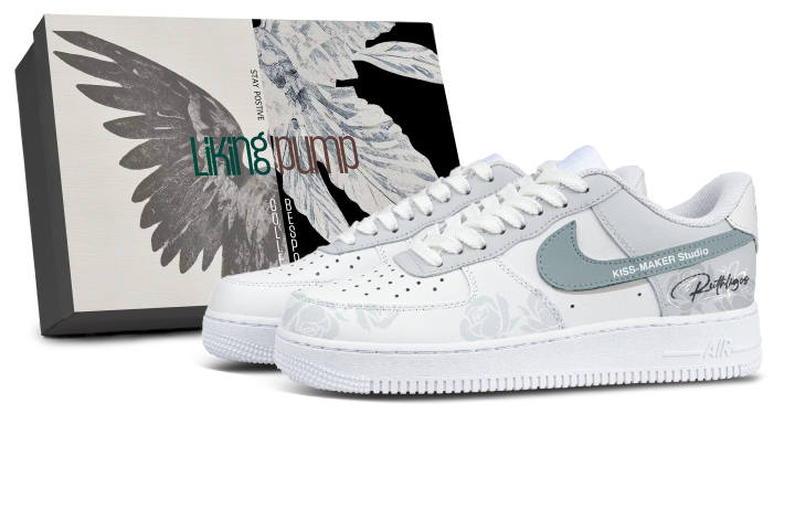 Nike Nike Air Force 1 EPI Leather Abrasion Resistant Support Height Increasing Mid top Casual Shoes Unisex Cyan