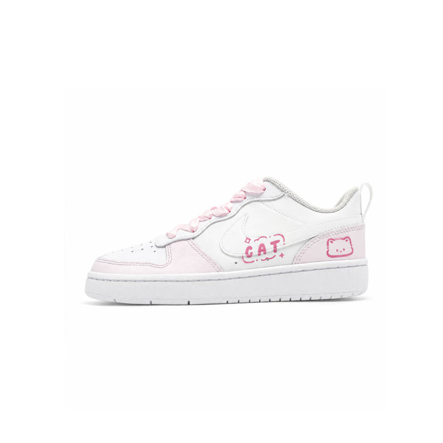 Nike Nike Court Borough Cherry Blossom Milkshake Leather Slip Resistant Cushioning Kids' Skateboarding Shoes Pink Teenagers