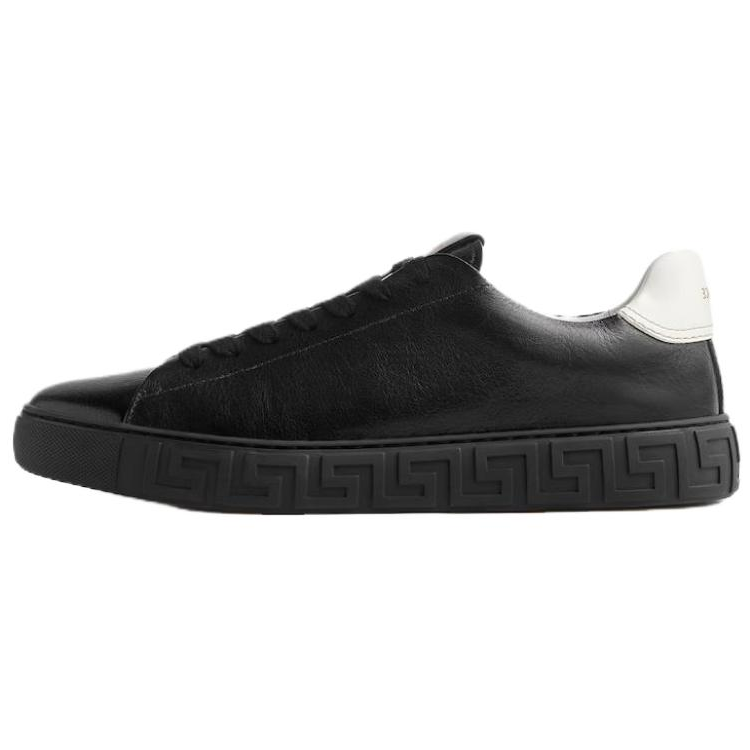 VERSACE VERSACE Greca Leather Low top Skateboard Shoes Men's Black