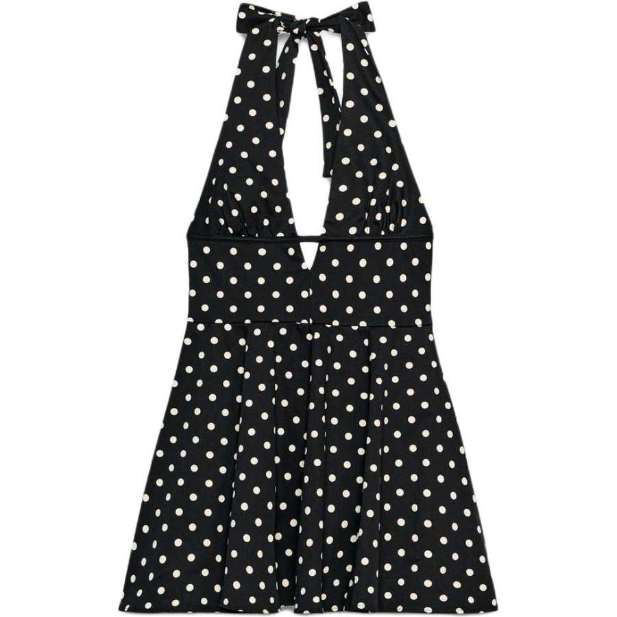 ZARA Sleeveless Dresses Women's Black/White Halter Moderate Short Skirt