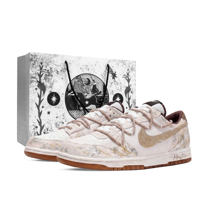 Nike Nike Big Floating Light, Monster Lab Slip Resistant Low top Skateboard Shoes Unisex Gold White Brown