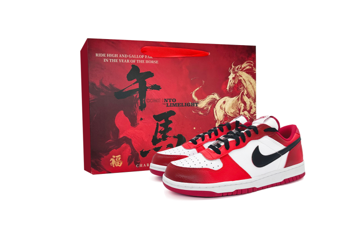Nike Nike Big Leather Slip Resistant Abrasion Resistant Low top Skateboard Shoes Unisex Red White