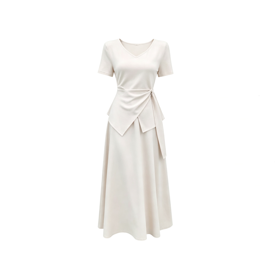 CPAURA Two Piece Skirt Sets Women's Irregular Moderate Long Skirt