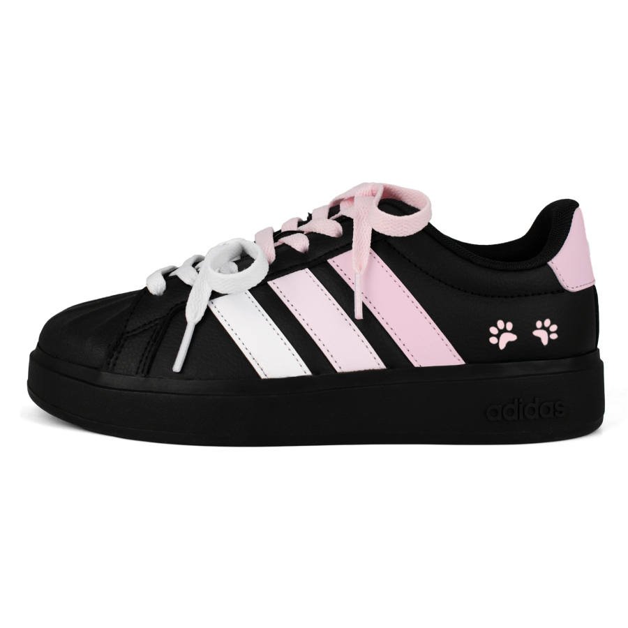 Adidas Adidas Street Talk Dreamy Footprints Leather Waterproof And Breathable Low top Kids' Skateboarding Shoes Black Pink