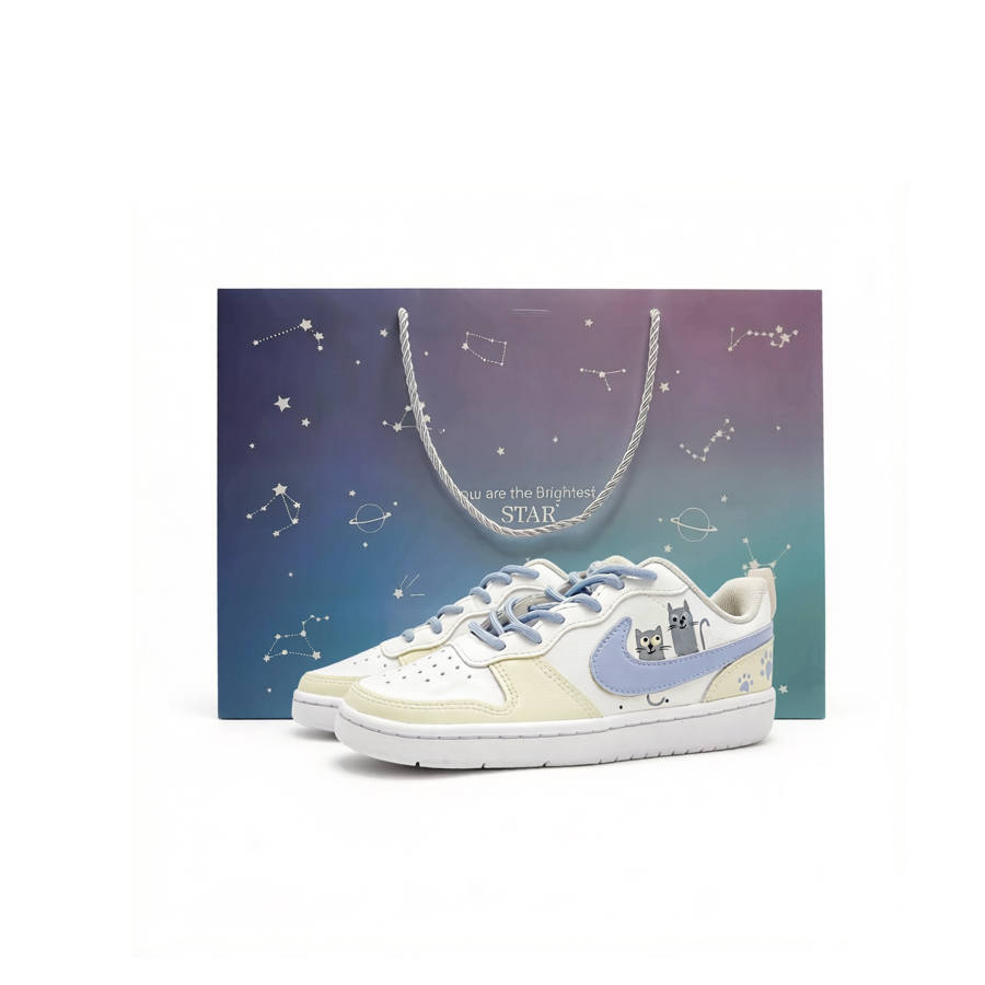 Nike Nike Court Borough Pencil Shaded Cat Leather Cushioning Kids' Skateboarding Shoes Beige Teenagers