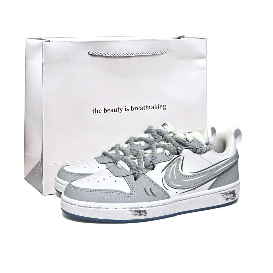 Nike Nike Court Borough Cushioning Abrasion Resistant Low top Kids' Skateboarding Shoes Gray Unisex