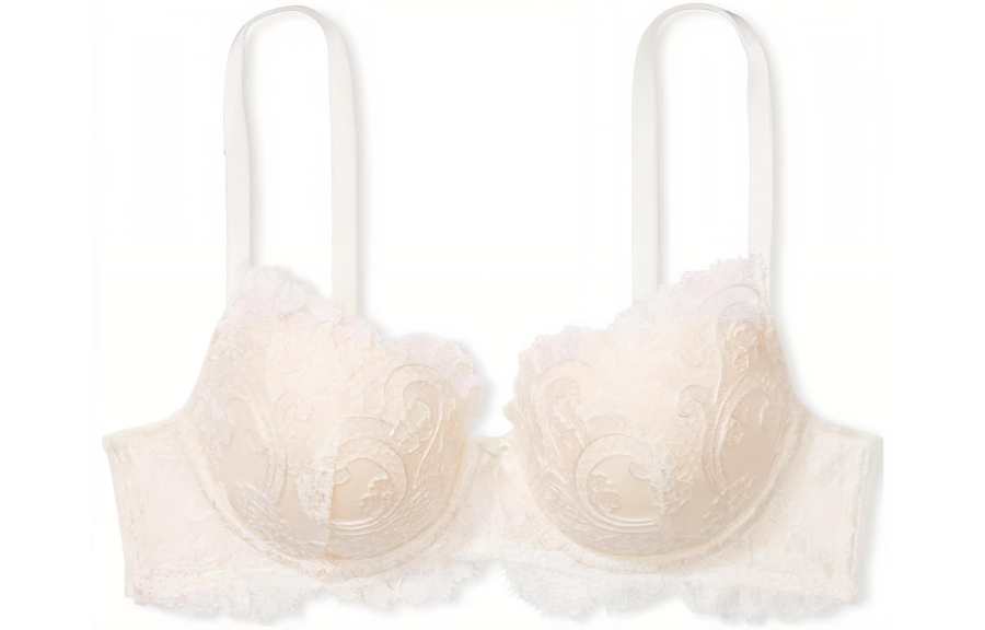 Victoria's Secret DREAM ANGELS Collection 8752 Embroidered Lightly Lined Demi Bra Women's 1 Pack Coconut White
