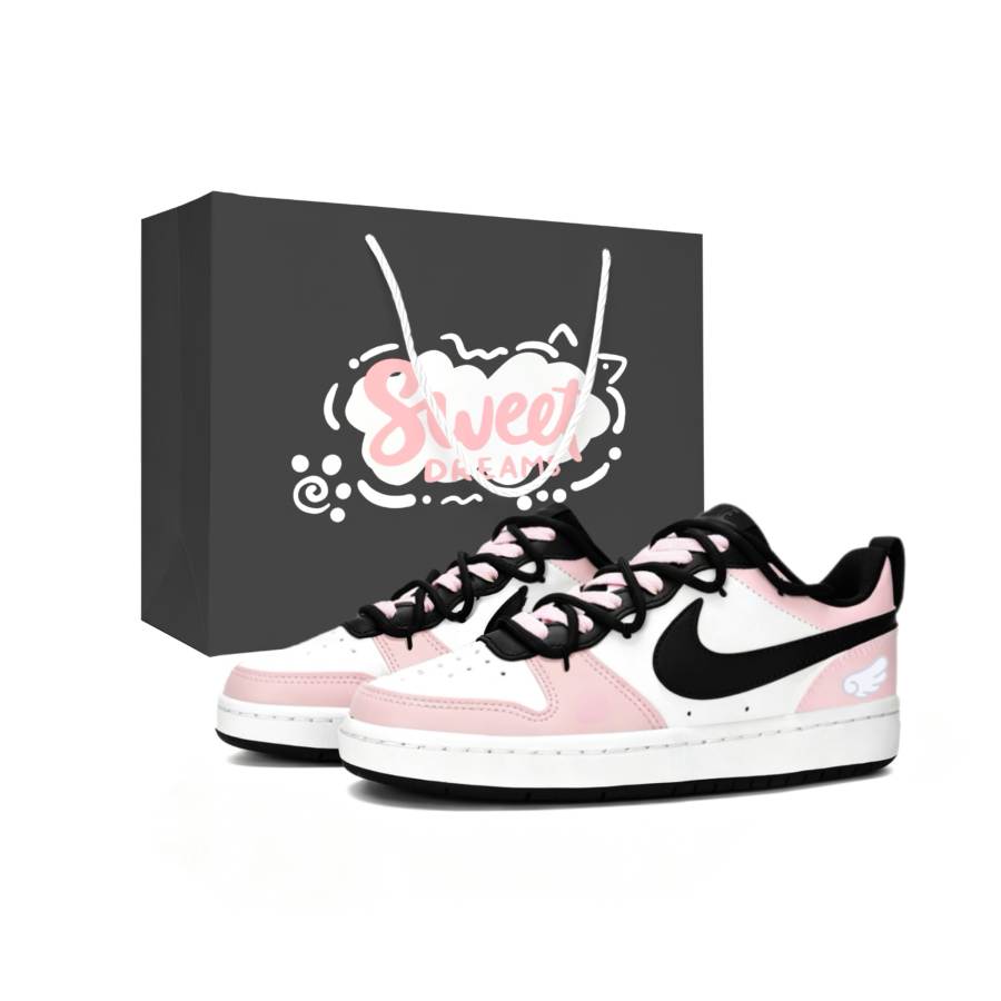 Nike Nike Court Borough Black Pink Wing Pu Low top Skateboard Shoes Women's