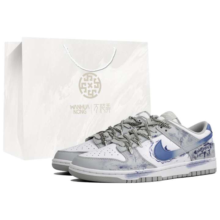 Nike Nike Dunk Retro 'Grey Fog' Kaleidoscope, Starry Sea Flame, Box Abrasion Resistant Low top Skateboard Shoes Men's