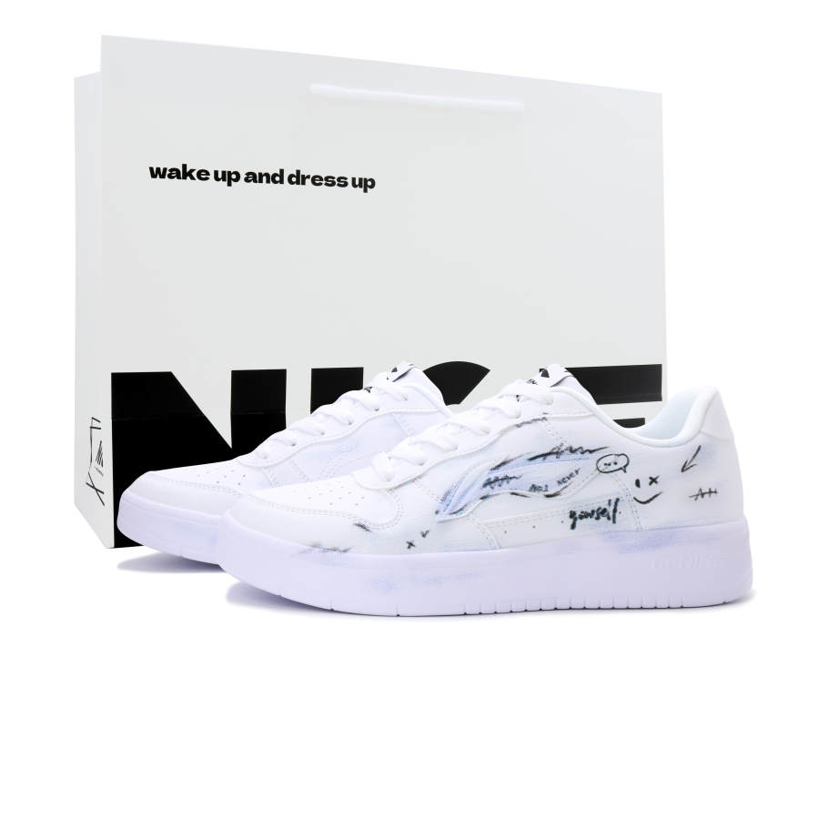 Li-Ning Li Ning Floating Boat Abrasion Resistant Breathable Low top Skateboard Shoes Unisex Black White Blue