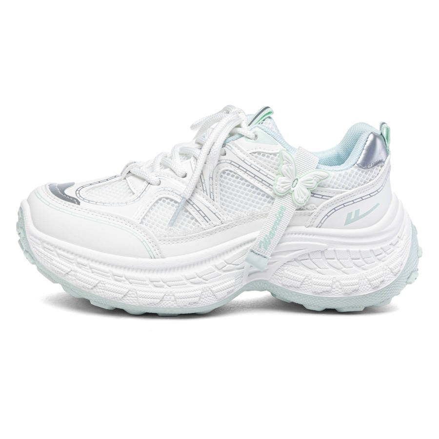 Warrior Height Increasing Abrasion Resistant Slip Resistant Chunky Sneakers Women's White Cyan