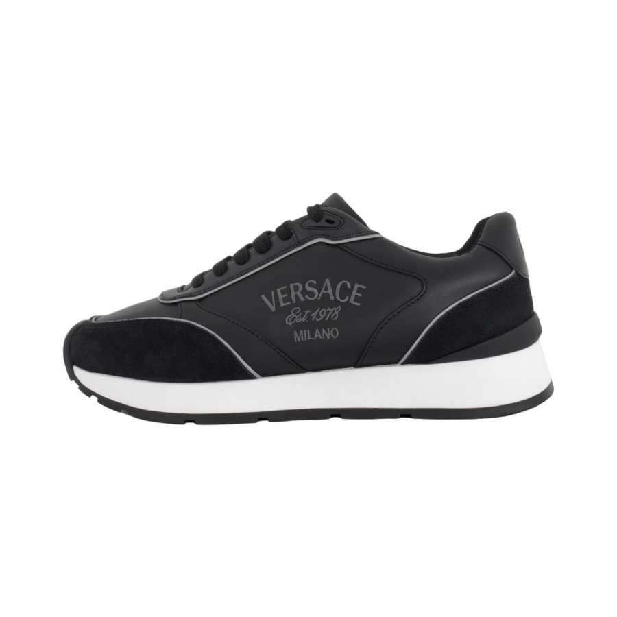 VERSACE Leather Low top Casual Shoes Men's Black
