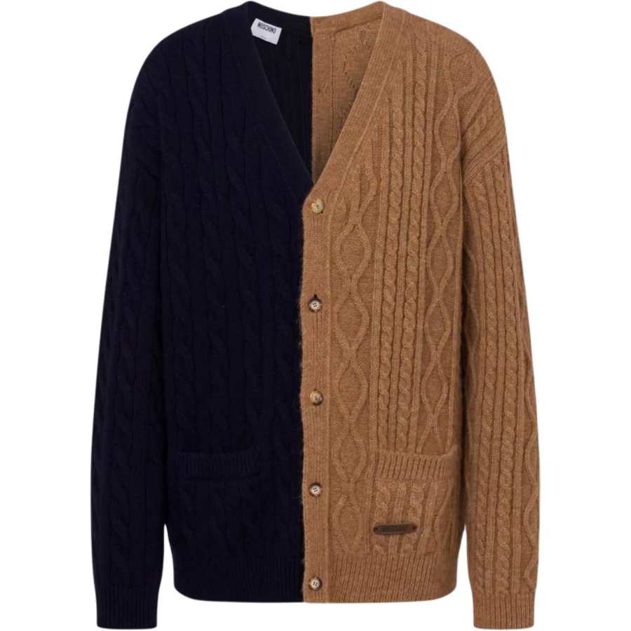 MOSCHINO Sweaters Men's Multicolor V Neck Moderate Cardigan
