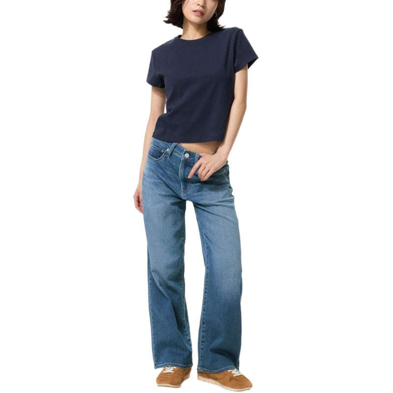 UNIQLO SS26 Jeans Women's Blue Moderate Straight Fit Pants