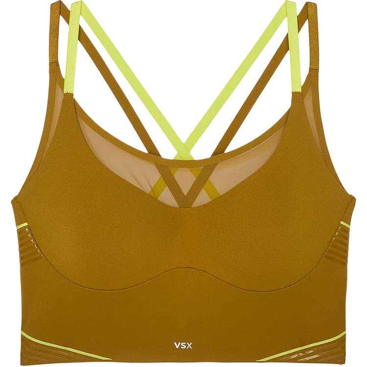 Victoria's Secret VSX Elevate Refined Contours Longline Bra/Fern Bra Women's Ginger Yellow