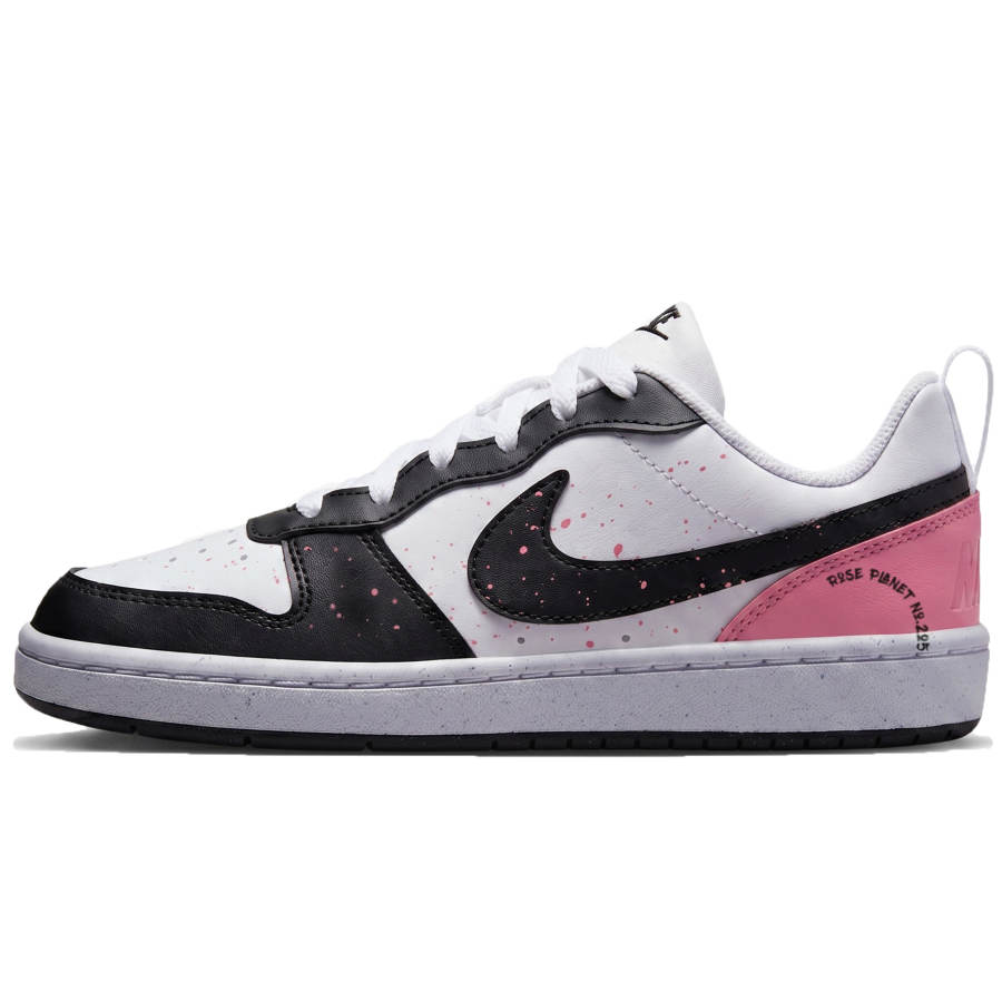 Nike Nike Court Borough Black Pink Leather Slip Resistant Abrasion Resistant Low top Kids' Skateboarding Shoes Black