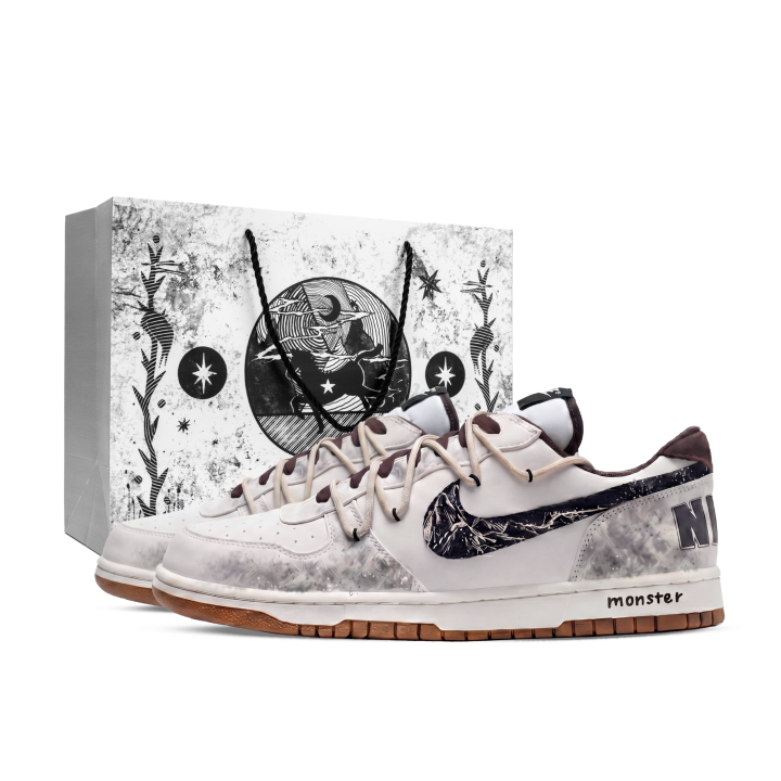 Nike Nike Big Thousand Layers, Monster Lab Slip Resistant Low top Skateboard Shoes Unisex Black White Brown