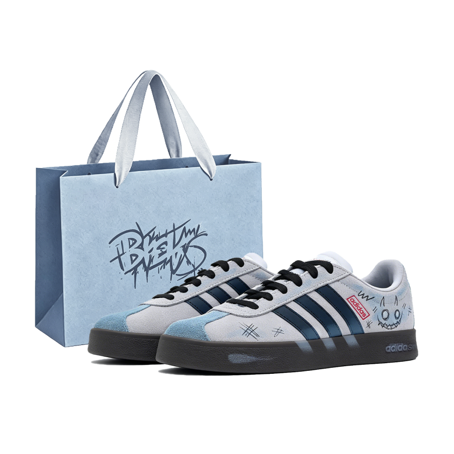 Adidas Adidas Vl Court Classic Gray Blue Meow, Shopping Bag German Army Trainers Unisex Blue Gray