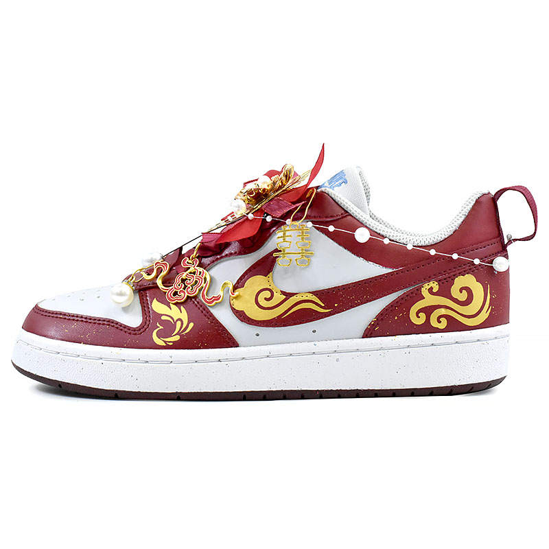 Nike Nike Court Borough Slip Resistant Abrasion Resistant Low top Skateboard Shoes Women's Red White