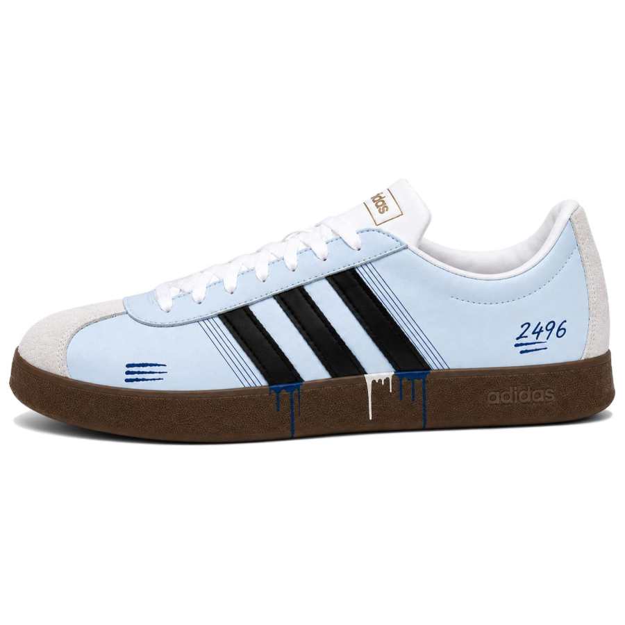 Adidas Adidas Vl Court Classic Ice Blue Route Cow Split Leather Slip Resistant Abrasion Resistant Low top Skateboard Shoes