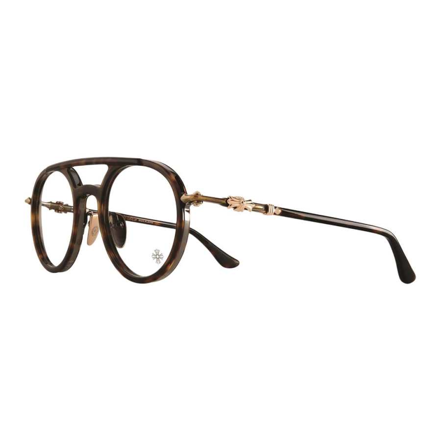 Chrome Hearts Round Prescription Glasses Unisex Dark Tortoiseshell/Antique Gold