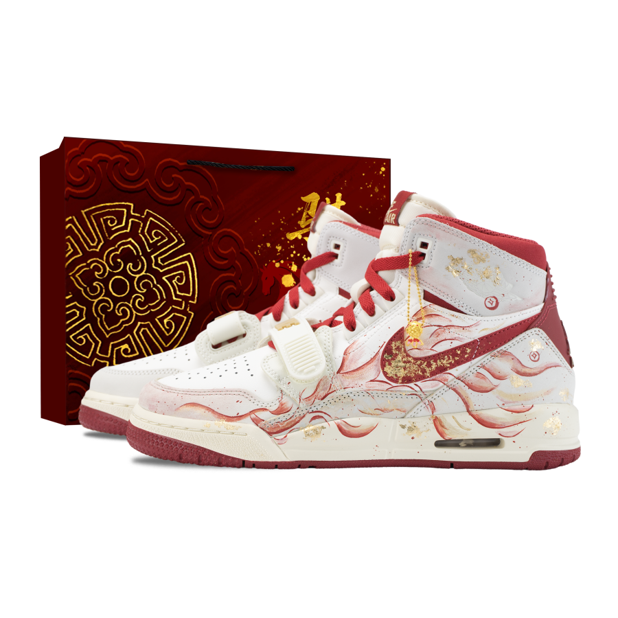 Jordan Jordan Legacy 312 Crimson Firewalk Slip Resistant Abrasion Resistant High top Children's Basketball Shoes Gold Red