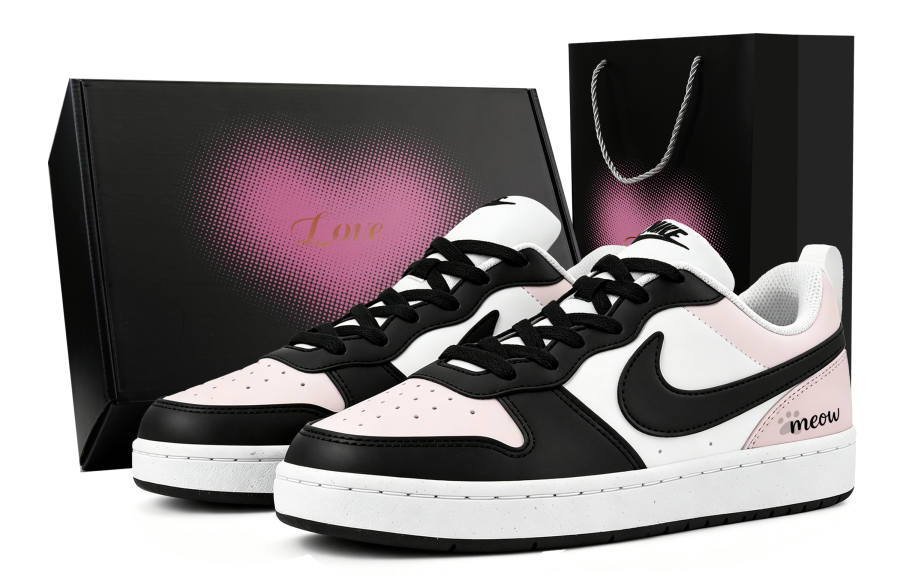 Nike Nike Court Borough Meowth Heartbeat Low top Skateboard Shoes Unisex Black Pink