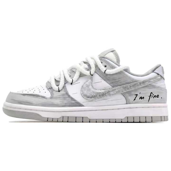 Nike Nike Dunk Silver Gray Mist White Cow Leather Coverage Low top Skateboard Shoes Unisex Gray