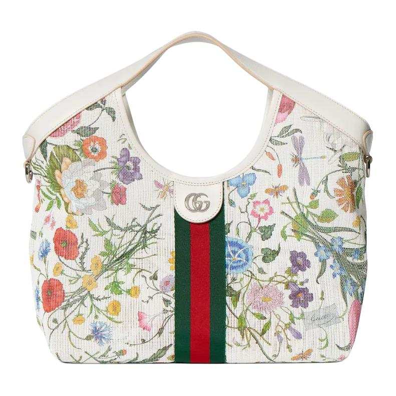 GUCCI Thermoplastic Polyurethane Handbag Women's White & Multicolor