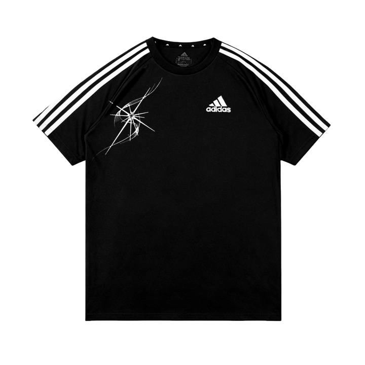 Adidas Adidas Football T Shirts Unisex Black/White Crew Neck Thin