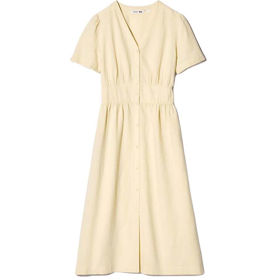 UNIQLO Comptoir Des Cotonniers Two Piece Skirt Sets Women's Beige V Neck Moderate