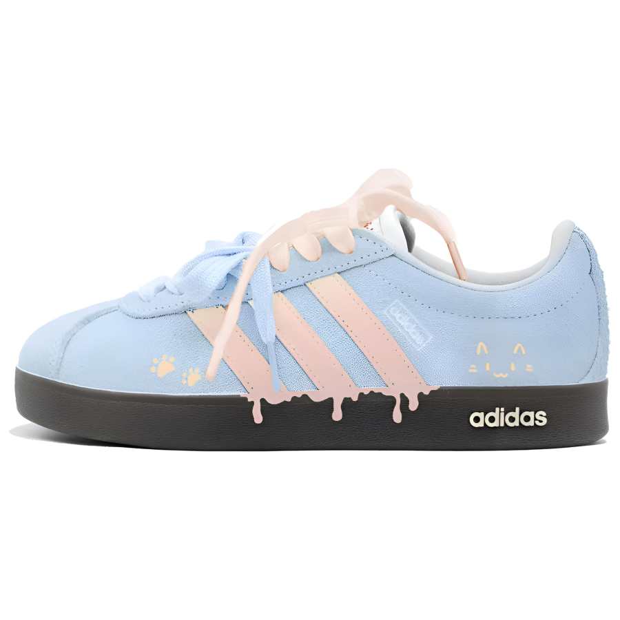 Adidas Adidas VL COURT 2.0 Abrasion Resistant Height Increasing Skateboard Shoes Unisex Blue Pink