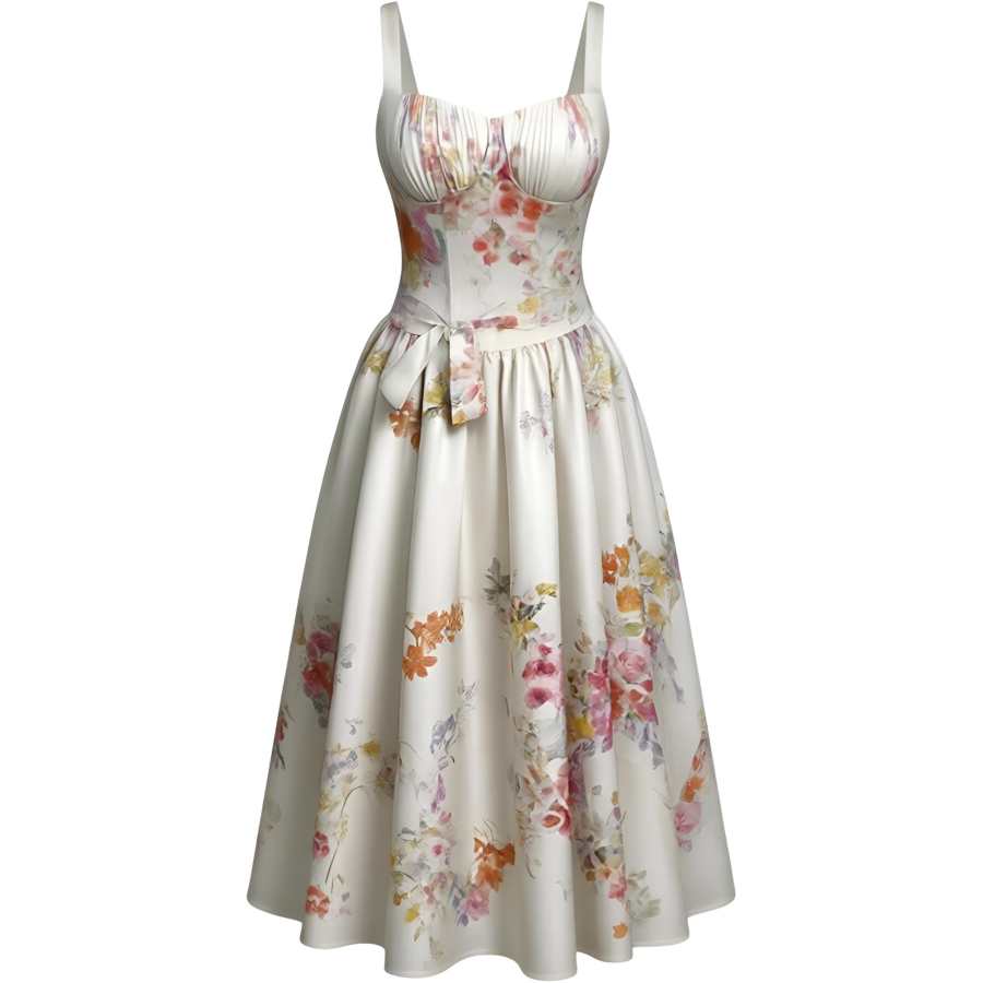 CHARM GLOW Slip Dresses Women's White Camisole Thin Midi Skirt