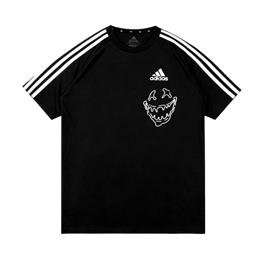 Adidas Adidas Football T Shirts Unisex Black/White Crew Neck Thin