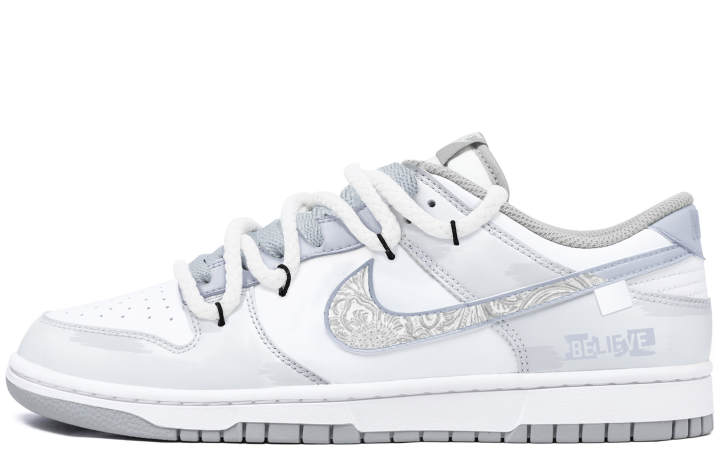 Nike Nike Dunk LOW RETRO Abrasion Resistant Height Increasing Low top Skateboard Shoes Unisex Gray White
