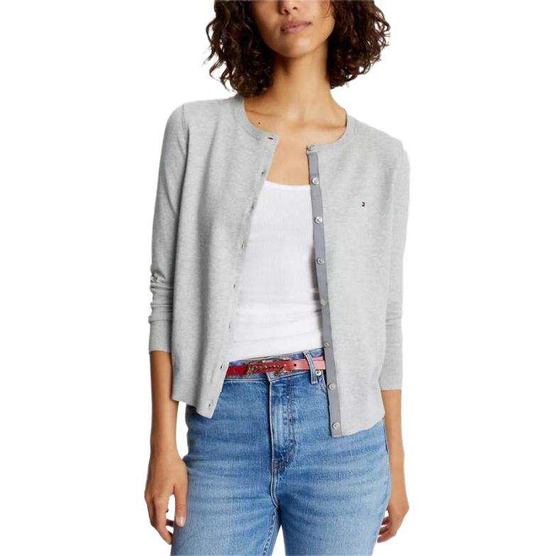 Tommy Hilfiger Solid Button Up Cardigan Sweaters Grey Heather Sweater Women's Gray