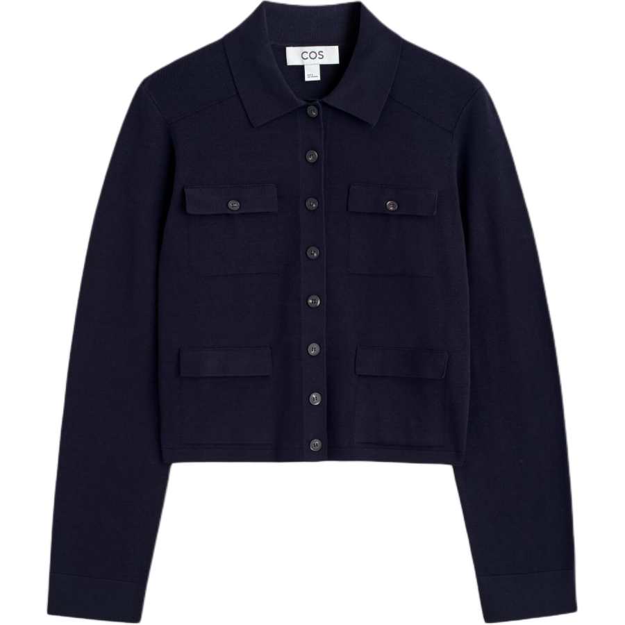 COS Knitwear Women's Navy Blue Moderate Cardigan