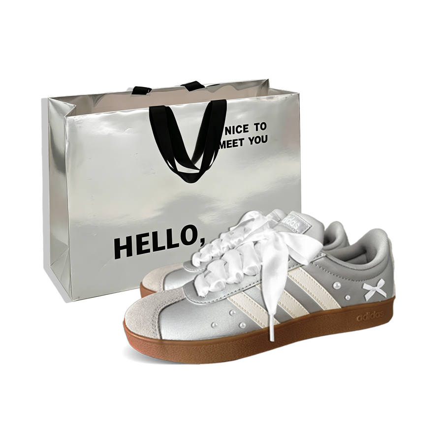 Adidas Adidas VL Court Base Silver Bead Ballet Low top Skateboard Shoes Women's Silver White