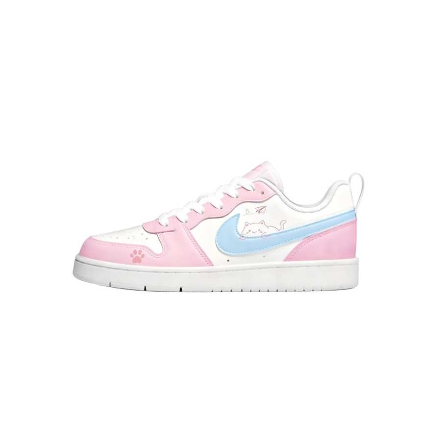 Nike Nike Court Borough Sweet Pink Soft Cat Slip Resistant Abrasion Resistant Low top Kids' Skateboarding Shoes Pink, Blue