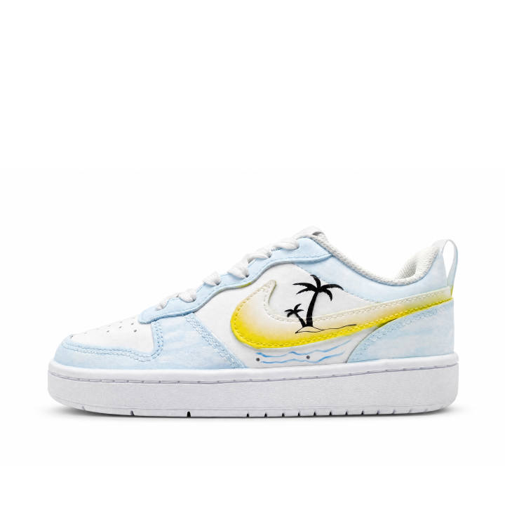 Nike Nike Court Borough Light Sea Holiday Leather Slip Resistant Cushioning Abrasion Resistant Breathable Low top