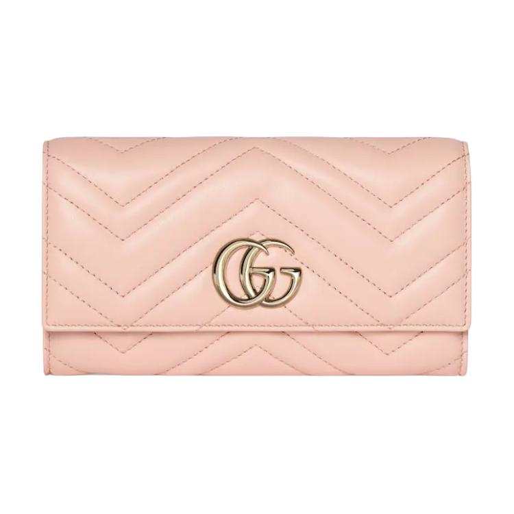 GUCCI GG Marmont Leather Wallet Women's Pink