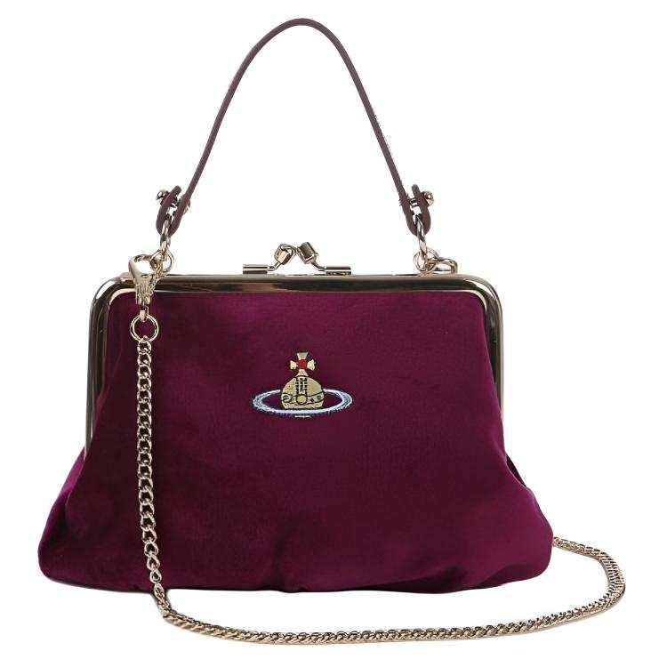 Vivienne Westwood Granny Frame Cotton Handbag Women's Burgundy
