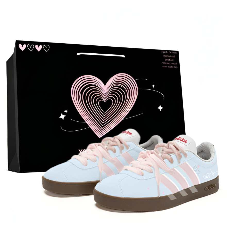 Adidas Adidas VL COURT 2.0 Slip Resistant, Abrasion Resistant, Lightweight Low top Skateboard Shoes Unisex Pink Blue